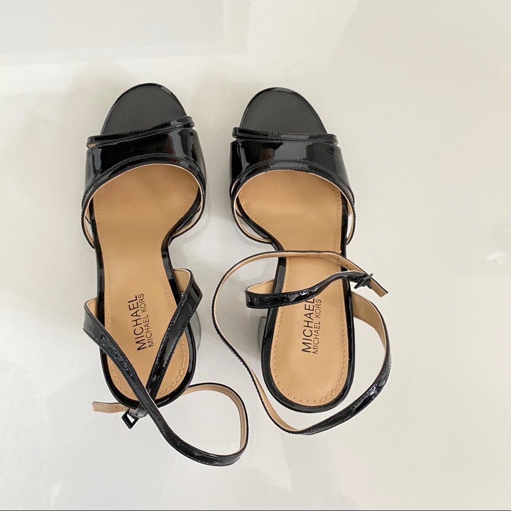 Michael Kors Black Heel Sandal Patent Leather 6.5
